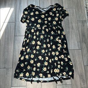 Elegant Black Floral Women's Dress